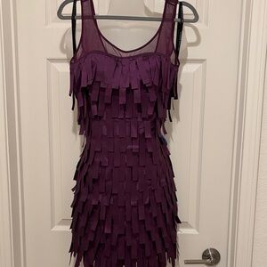Rose Taft Layered Plum Mini Dress by Melanie Harris